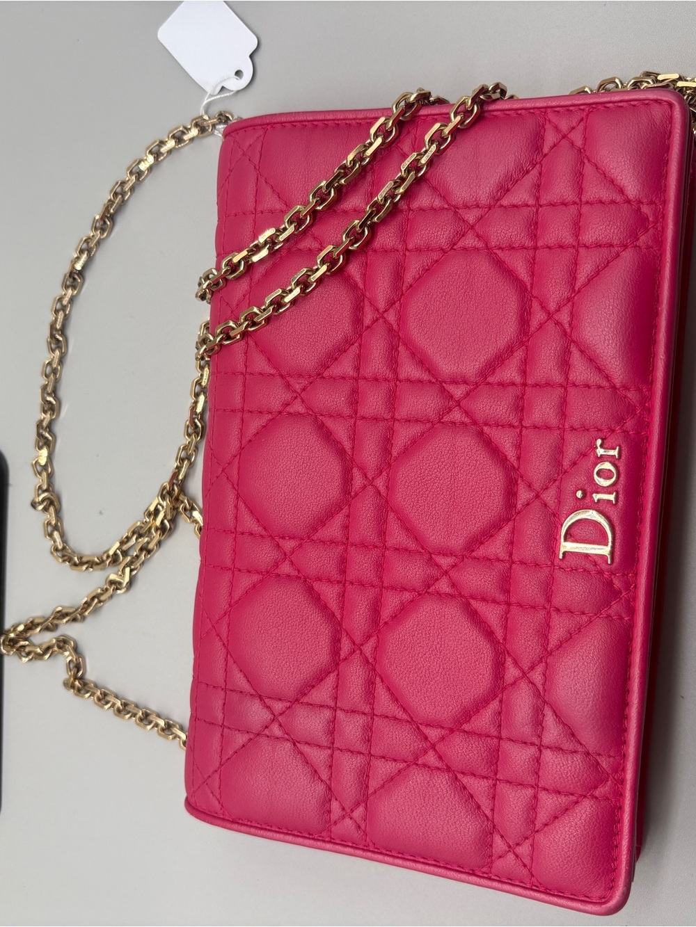 Dior Hot Pink Quilted Leather Crossbody with Gold Chain